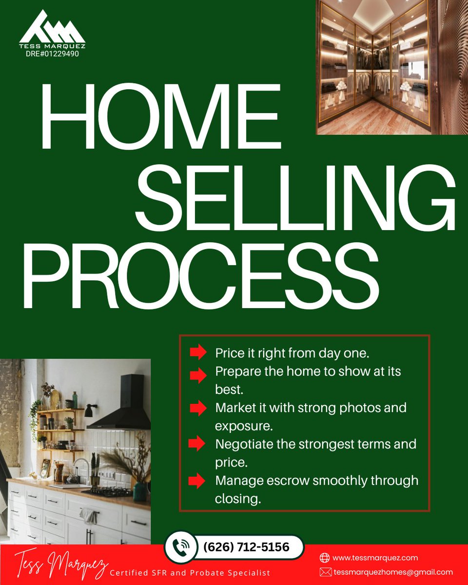 Selling your home? Strategy matters.

Price it right. Market it strong. Negotiate smart. Close smoothly.

📲 (626) 712-5156

#HomeSelling #RealEstateCA #WestCovina #SellYourHome #RealtorTips