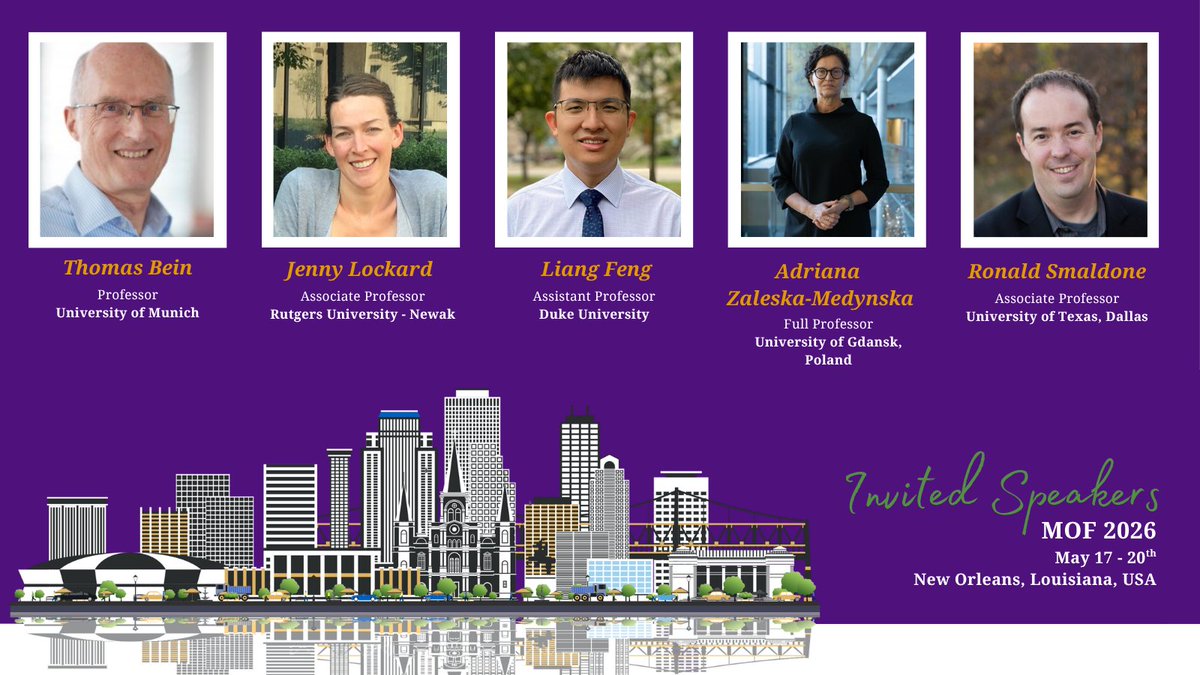 MOF2026's tweet photo. 🎤 Wednesday Speaker Spotlight

Another round of speakers is joining #MOF2026—bringing fresh research and new perspectives to this year’s program.

More announcements coming soon.
👉https://t.co/KIRT4Yu239

#MaterialsScience #MetalOrganicsFramework https://t.co/h8TzzD7WpR