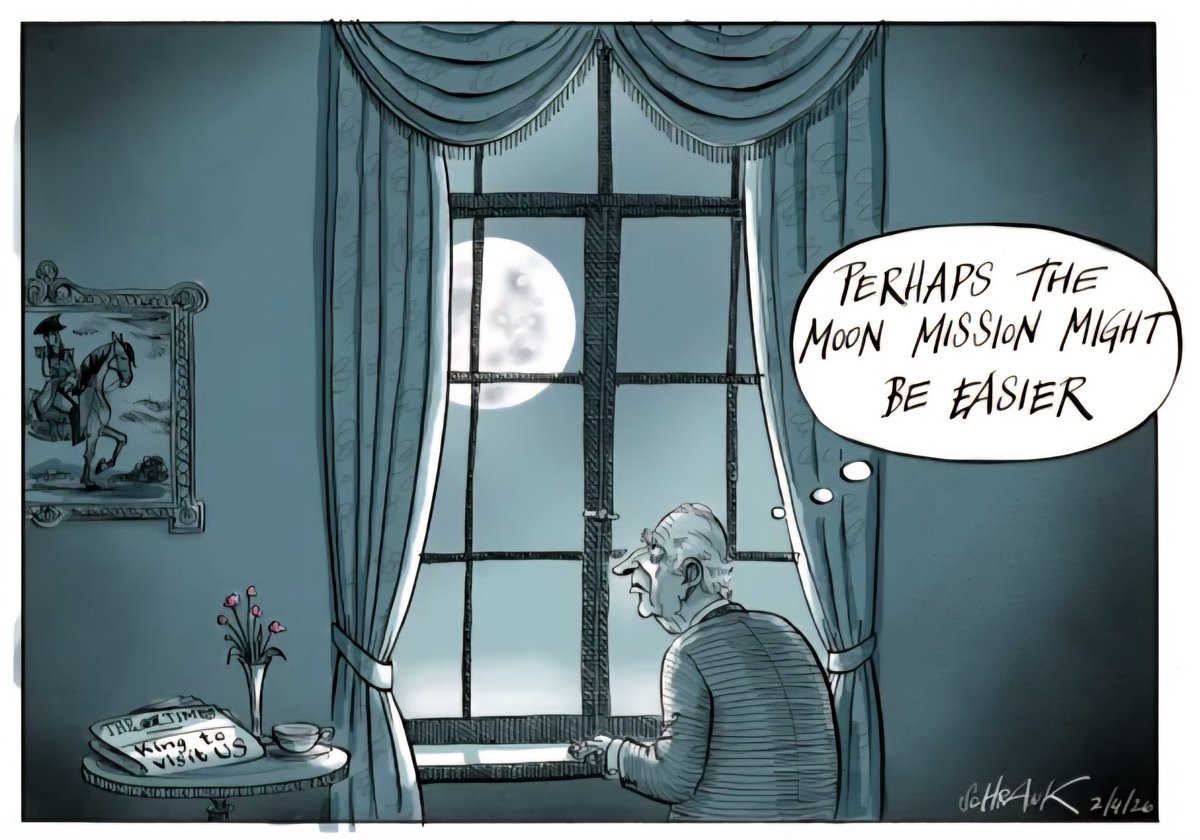 Cartoon4sale's tweet image. Peter Schrank @schrankartoons on #KingCharles #Trump #Moon @TheTimes – political cartoon gallery in London original-political-cartoon.com