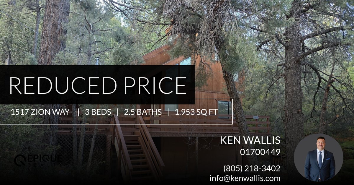 Kwallis2REALTOR's tweet photo. 📍 Reduced Price 📍 This recently reduced home at 1517 Zion Way in Pine Mountain Club won't last long, so, don't wait to set up a showing! Reach out here or at (805) 218-3402 for more information!

👨‍💼Ken Wallis
🏡REALTOR - Broker A... https://t.co/wiZ7Fub6nK https://t.co/B1KZBd9pQN
