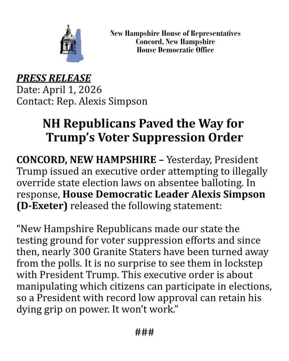 NH House Democrats tweet media