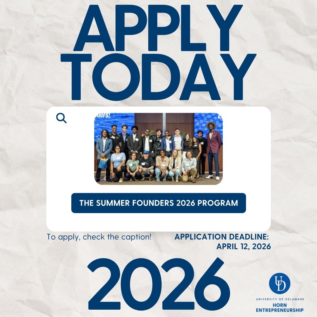 udhorn's tweet image. Ready to get started? Apply today for the Summer Founders 2026 cohort. 🎉 

Click here to apply today: hubs.li/Q049j_Yz0

#udel #udelaware #universityofdelaware #entrepreneurship #entrepreneur #venture #startup #startups #business #delaware #studententrepreneur 🎉