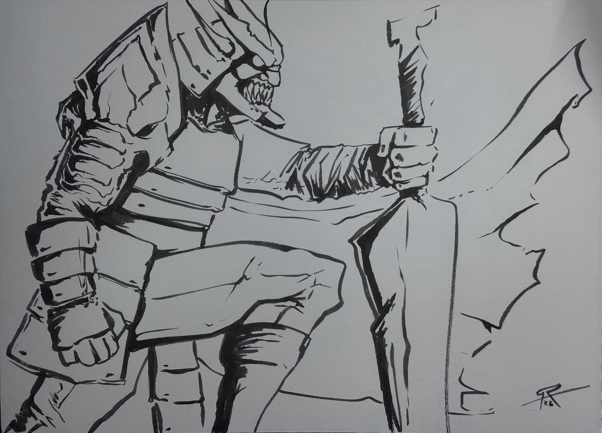 Un boceto en papel grande, sin planear mucho o cuidar la anatomía o detalles #ganubys #SOTS #godkiller