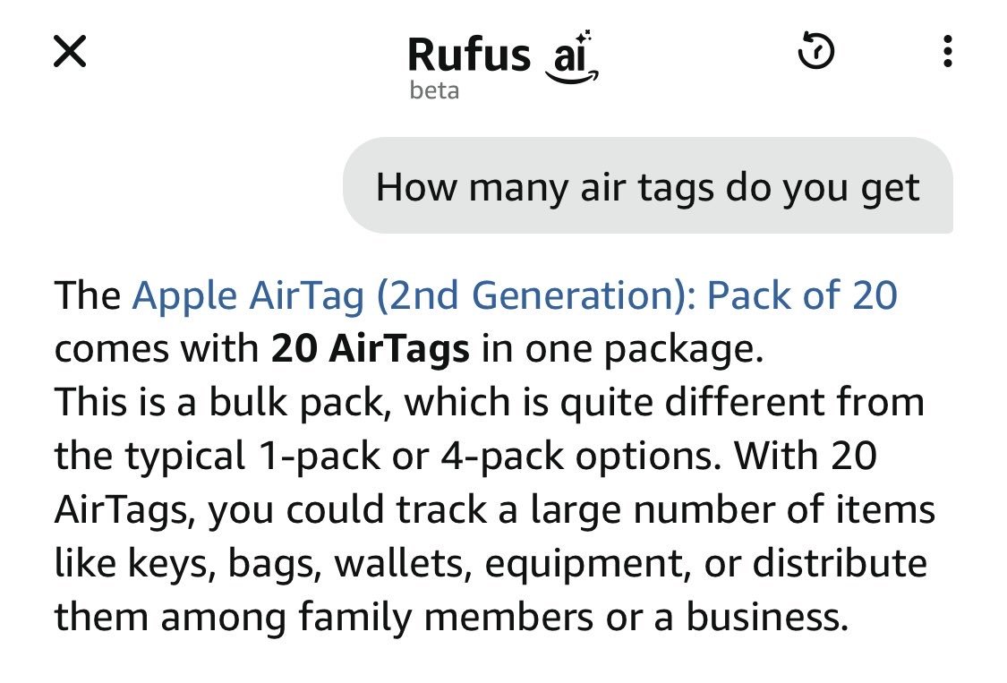 Pricerrors's tweet photo. Even Amazon's AI bot says it's a pack of 20...

Now we wait to see what comes https://t.co/xU0Qq9nqnn