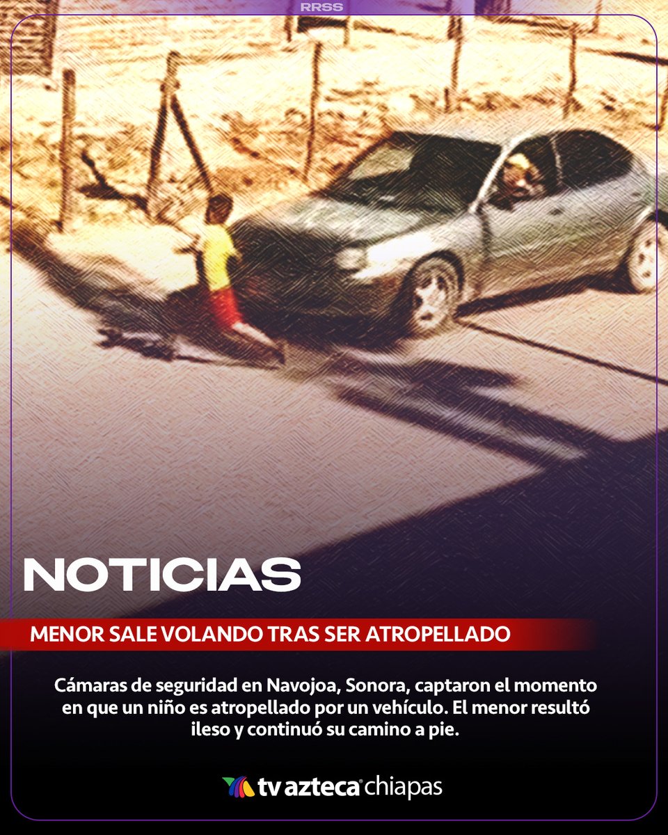 TVAztecaChiapas's tweet image. ¡ATR0PELLAN A NIÑO PEQUEÑO Y SALE VOLANDO! 🚨🧒 Video de seguridad captó el momento en que un menor fue embestido por un vehículo, saliendo proyectado varios metros por el impacto. VIDEO AQUÍ👇

#Navojoa #Sonora #VideoViral #Milagro #Abril2026 #Sucesos