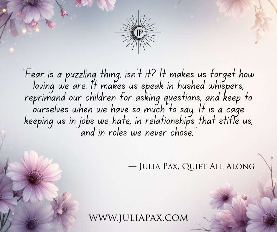 AuthorJuliaPax's tweet image. It’s amazing (and by amazing, I mean terrifying) how much fear dictates the script. Why are we staying in the jobs/roles/boxes that don't fit?  #QuietAllAlong #BreakFree #OvercomingFear #LiveYourTruth #NoMoreWhispers