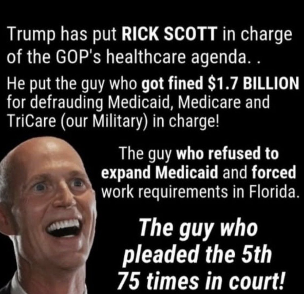 HowardRoarvvmy's tweet image. @ScottforFlorida knows more about healthcare fraud than anyone in the #RepublicansAreTheProblem 
#RepublicanParty rewards those who commit fraud.
