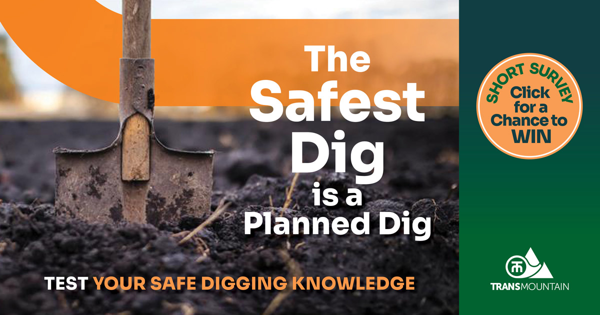 TransMtn's tweet image. Every safe dig starts with a plan. 🚧⛏ 

April is #DigSafeMonth, a reminder to always #ClickBeforeYouDig before starting any project. Take our one‑minute safe digging quiz for a chance to win an Apple iPad 11: ow.ly/N5tu50YBZrN