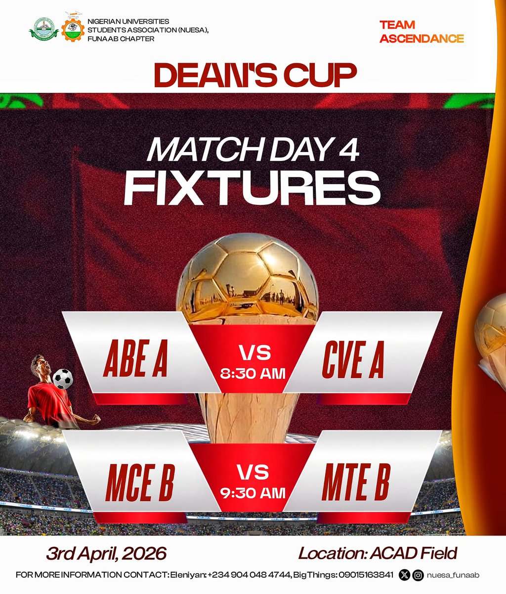 OFFICE OF THE NUESA FUNAAB SPORT SECRETARY 25/26 tweet media