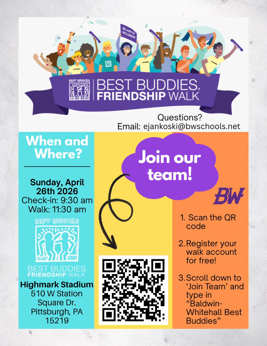 bhsolympics's tweet image. Excited to host our annual @BHSActivities #InclusionWeek Activities on Apr 7-10!🧩🧦

Join in on themed dress days, take the #ChooseToInclude pledge, stop by @BHSBaldwinBean for giveaways, join our Best Buddids Friendship Walk Team, or give to the Sensory Kit Donation Drive.