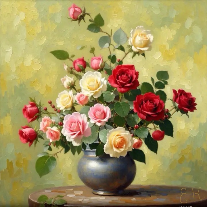 prodes321's tweet photo. Digital artwork of roses https://t.co/qYgGXu9BZp #aipainting #aicreativity #generativeai #digitalimage #creativeai #fantasyimage #aigeneratedart https://t.co/vodSbAdqHJ