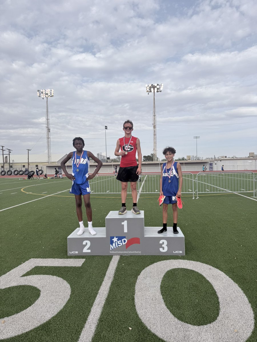 AbellJHS's tweet photo. Midessa Track &amp; Field 2026 3/31/26

🥈2400 M Run- 7B Elisha Orogbe
🥉2400 M Run- 7B Hudson Day
🥇1600 M Run- 7B Luke Tolin 
🥉1600 M Run- 7B Airok Felix 
🥉 800 M Run- 8B Dash Adkins 
🥇 100 M Dash- 7B Kaleb Jackson
🥈 100 M Dash- 7B Blaze Hunnicut https://t.co/uoABrdGEjN