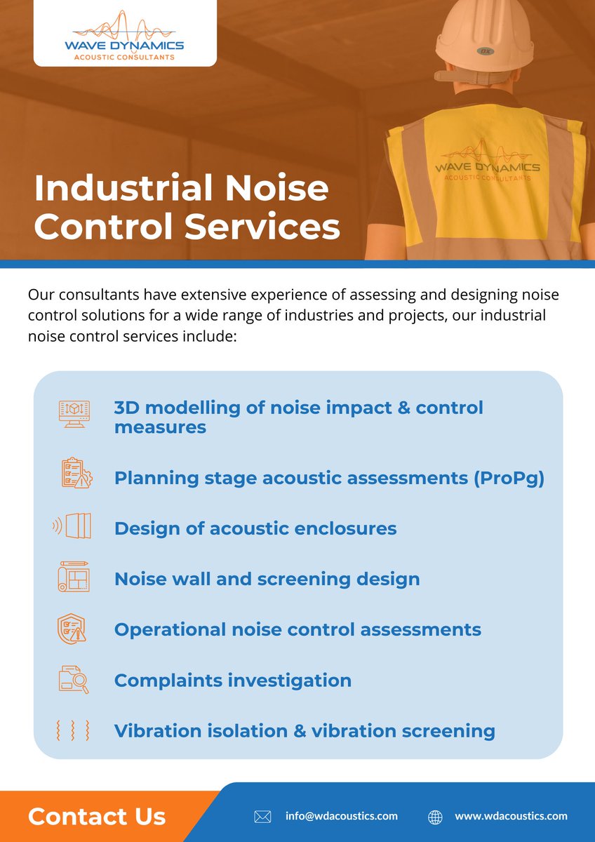WaveDynamicsAC's tweet photo. Industrial noise control requires a disciplined, data-driven approach.

At Wave Dynamics, we deliver precise measurement alongside practical, tailored solutions for complex industrial environments. 

#EngineeringSolutions #NoiseManagement #WorkplaceSafety https://t.co/vhmTX2yYBE