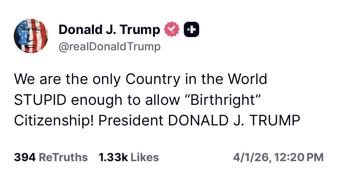 <a href="/realDonaldTrump/">Donald J. Trump</a> just suffered a humiliating blow while  in attendance at the Supreme Court - as John Roberts SHUTS DOWN the government lawyer arguing against Birth Right Citizenship. 

This is not going well for Trump and his stupid scheme to ignore the constitution!