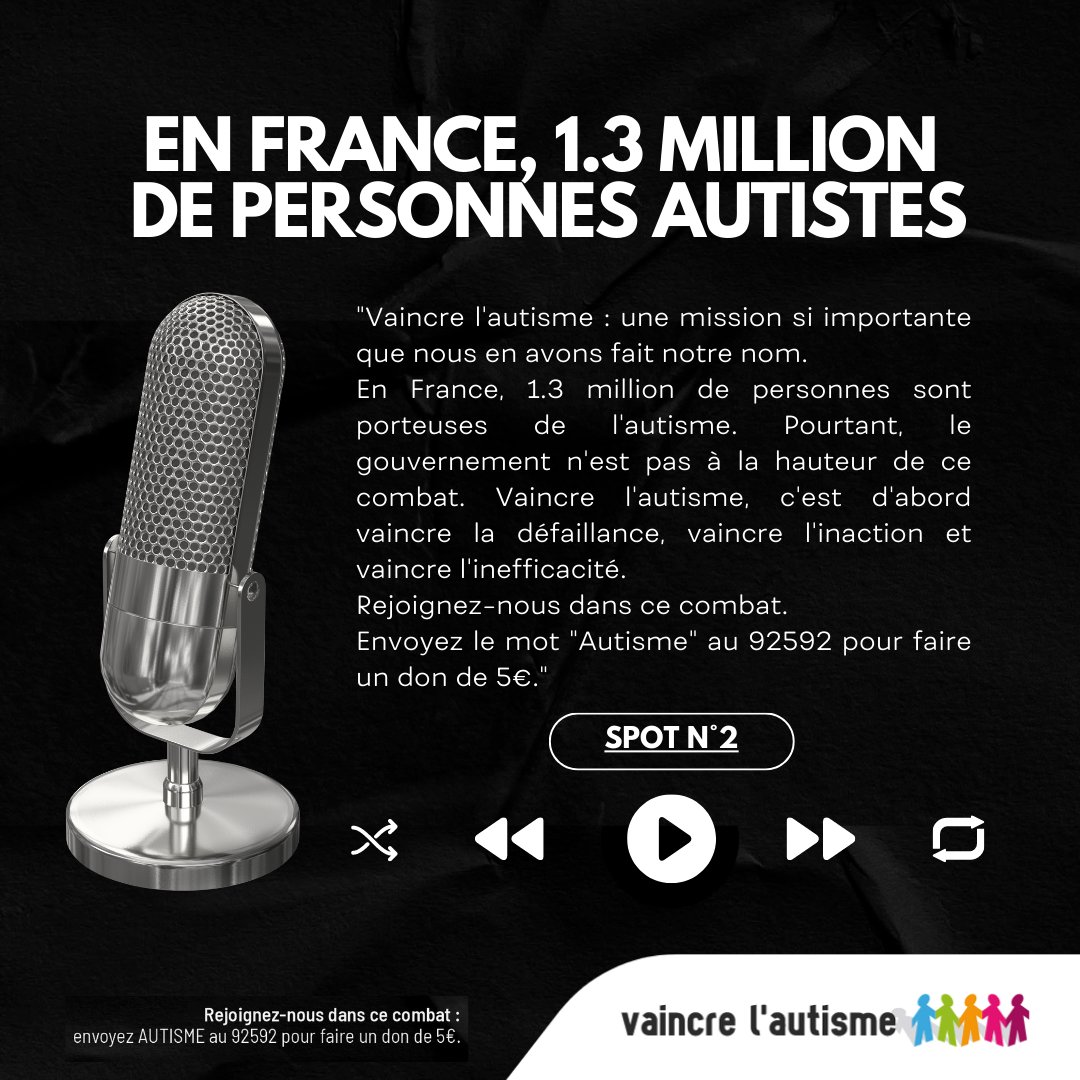 Vaincrelautisme's tweet photo. 📻 #Vaincre l’#Autisme en France, 1,3 million de personnes concernées : 1,3 million de raisons de refuser l’#indifférence. #VaincreLAutisme #Campagne2026 exige fin de la #défaillance, #inaction et inefficacité. #StopInaction #Scolarisation #DiagnosticPrecoce  #Transparence https://t.co/wewoa49WJC