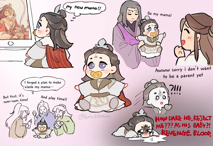 My april fools AU: Junwu ascended as a toddler, now he wants Xianle as his new mom #tgcfspoiler  #junwu 