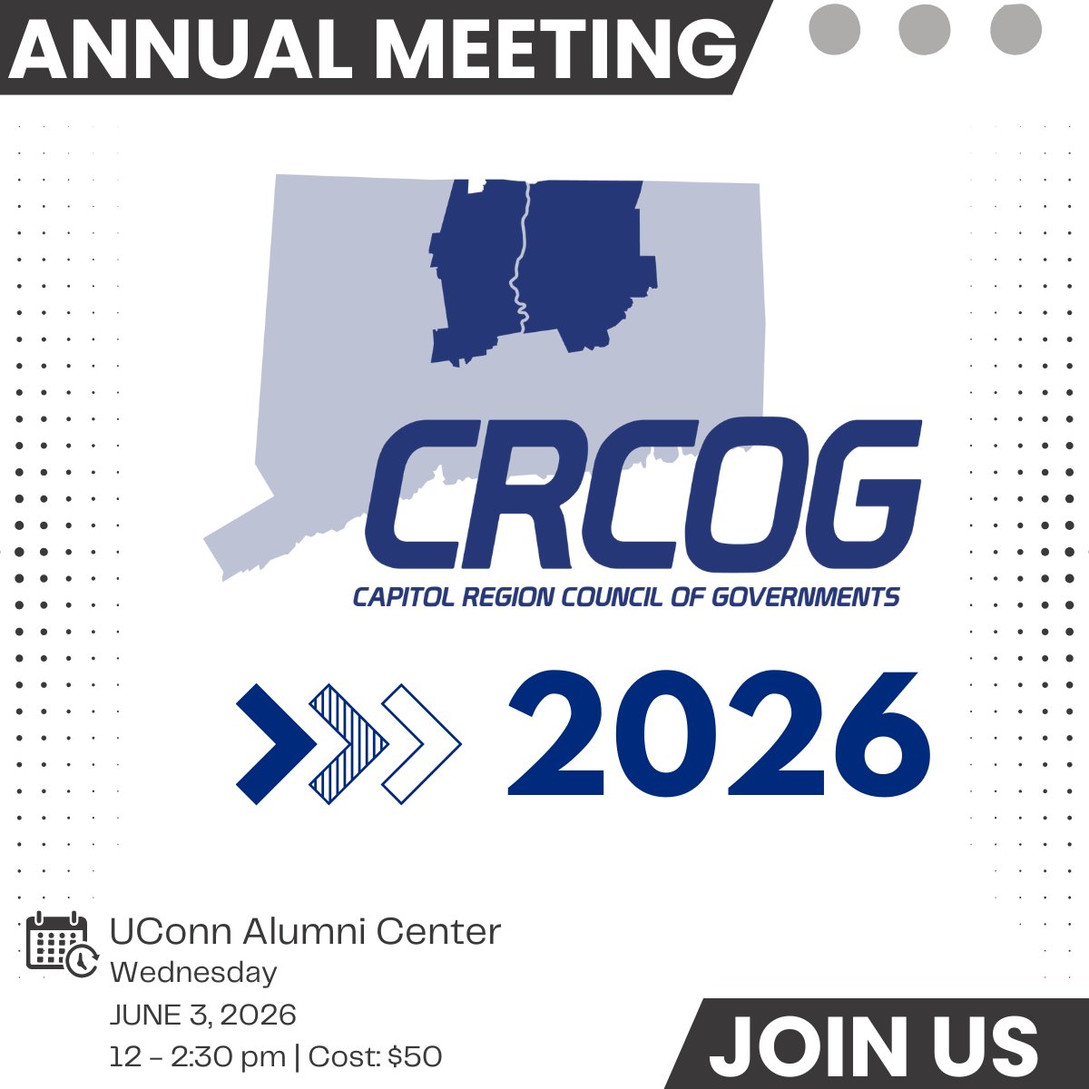 CRCOG1's tweet image. Registration is OPEN for our 2026 Annual Meeting! Join us June 3 from 12–2:30 PM for an afternoon of connection, collaboration, and regional impact. Joe D'Ambrosio will be our keynote speaker. Reserve your spot: zurl.co/zKNmO 

#CRCOGWhat #AnnualMeeting #JoinUs