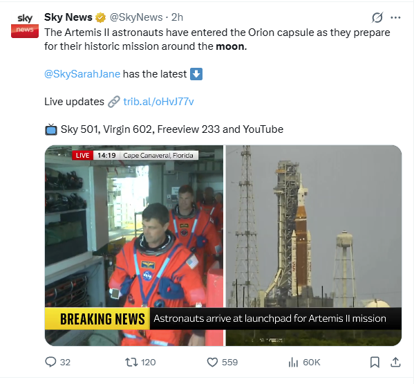 DrSoccers's tweet photo. I have a real bad feeling about this.

I don't believe for one moment that over 55 years ago men walked on the moon and safely returned to earth using 60s technology not once, but 6 times.

If it was so easy then, it should be a piece of cake now.

I wish these astronauts well. https://t.co/M3on7ZzyUu