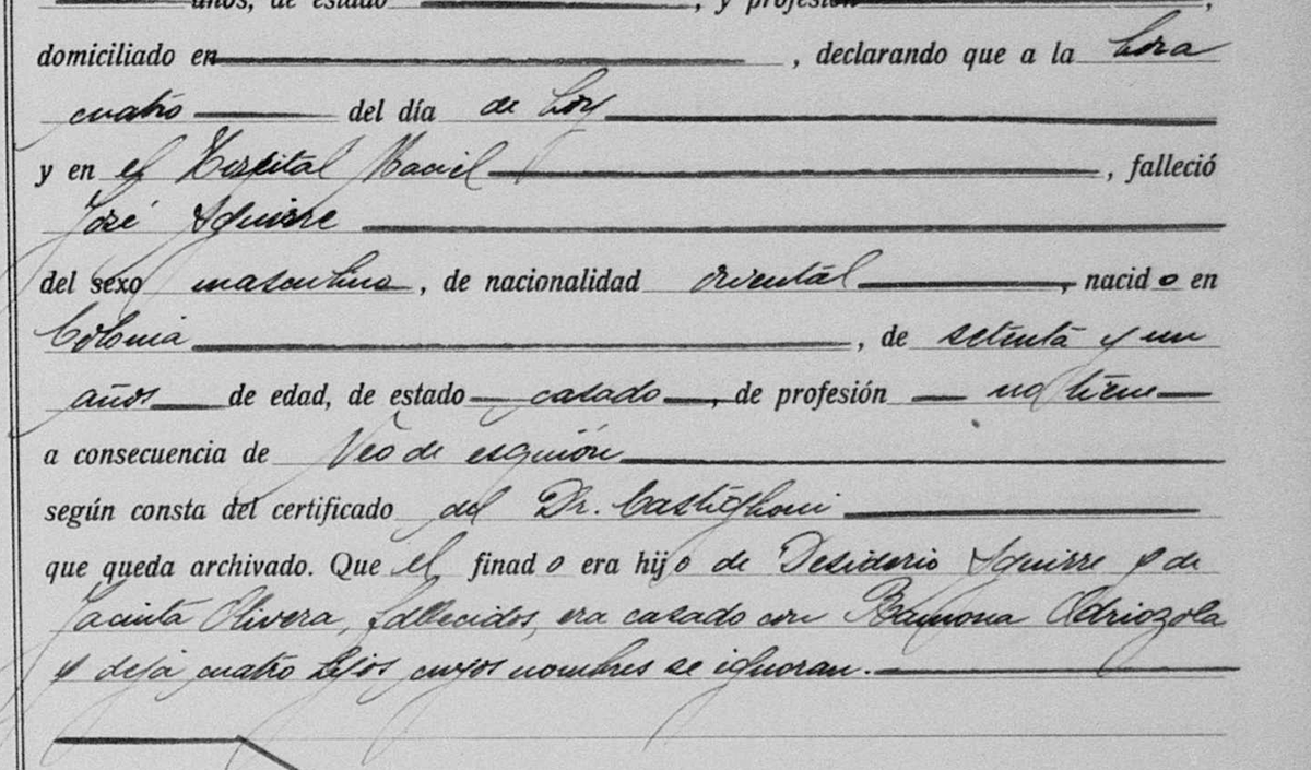 AnahiRRII's tweet photo. Retomar la investigación genealógica es fascinante porque siempre encuentro algo más. Hoy encontré una partida de defunción de mi tatarabuelo. Aprendí que murió en el Maciel, un 30/05/42, a las cuatro de la tarde. 
Me encantaría saber de qué murió pero no entiendo la letra... https://t.co/QPuXvc2Yux