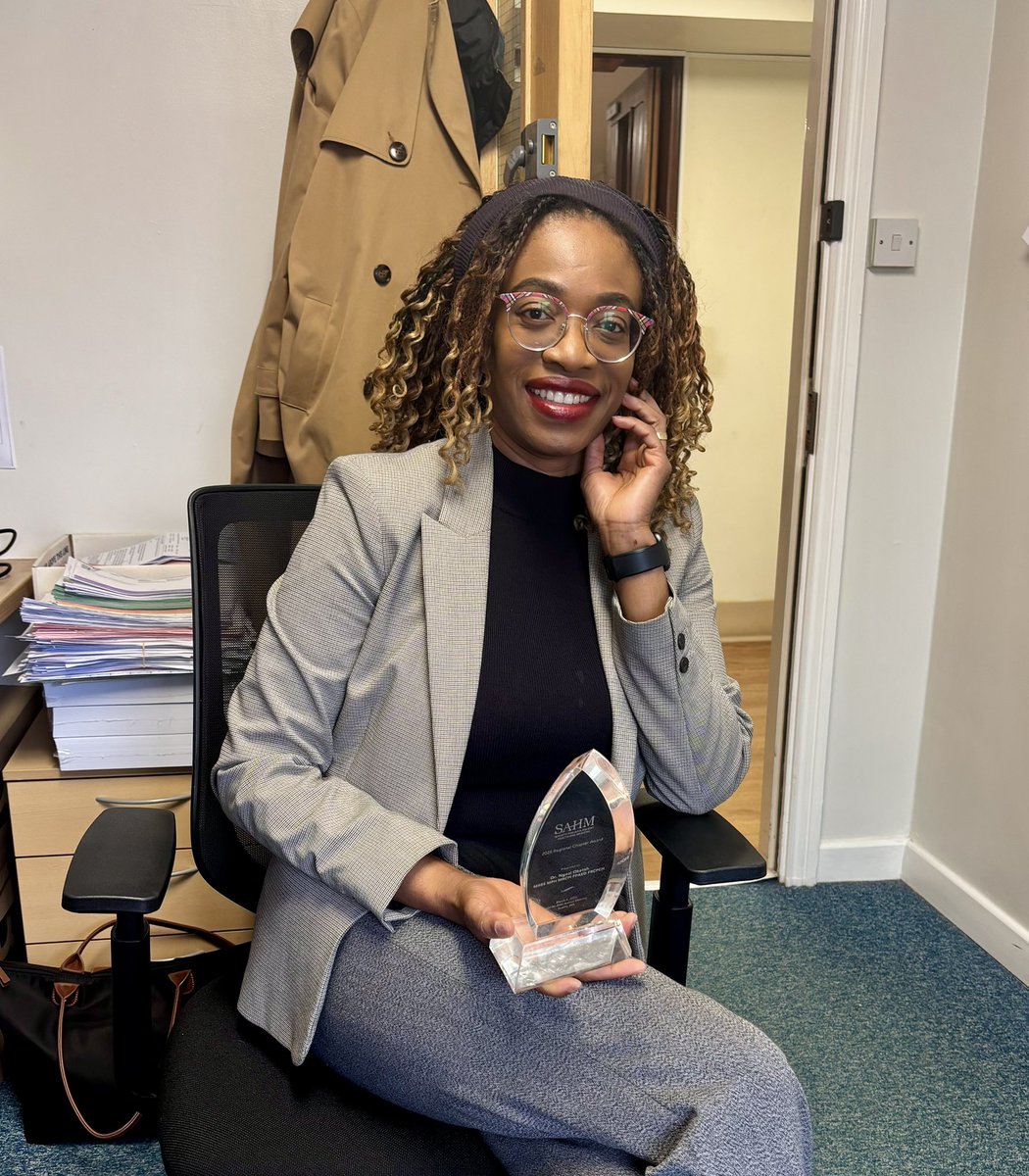 EngozyO's tweet photo. Guess what arrived in the post? 🎉📬

I’m honoured to receive the Regional Chapter Recognition Award from SAHM at the 2026 Seattle conference. I couldn’t attend, but grateful to now hold it in my hands.

A humbling recognition of work improving young people’s health &amp; wellbeing https://t.co/Tp601QQNeF