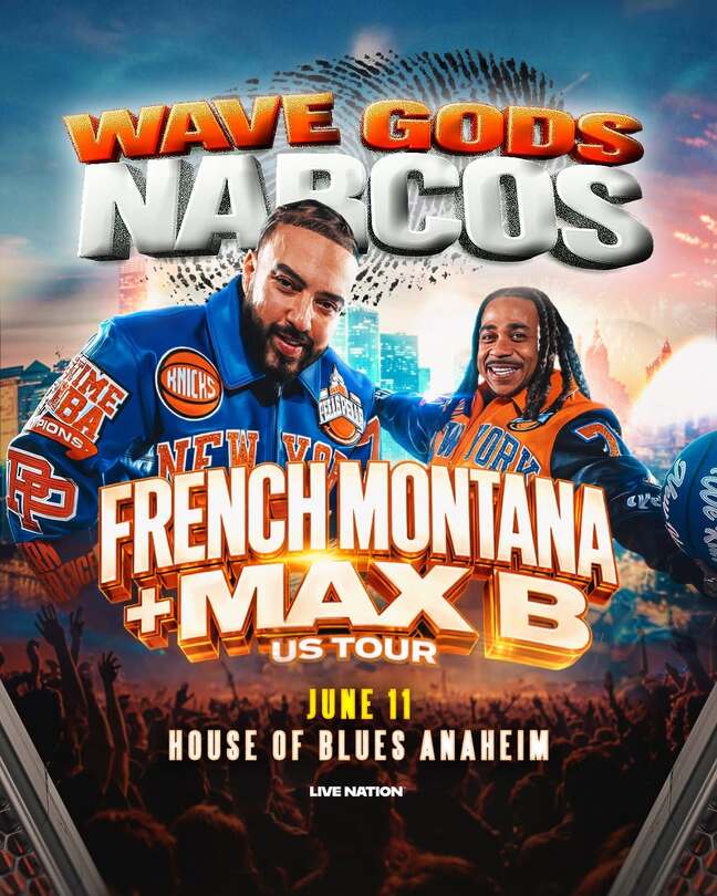 LAHipHopEvents_'s tweet photo. #OC French Montana And Max B 
Wave Gods Narcos Tour⁣
⁣
Thu • Jun 11 • 7:00 PM⁣
⁣
House of Blues Anaheim⁣
Anaheim, CA

Details: https://t.co/Mprd7zEOzU via @LAHipHopEvents_ https://t.co/34YuWouDTp