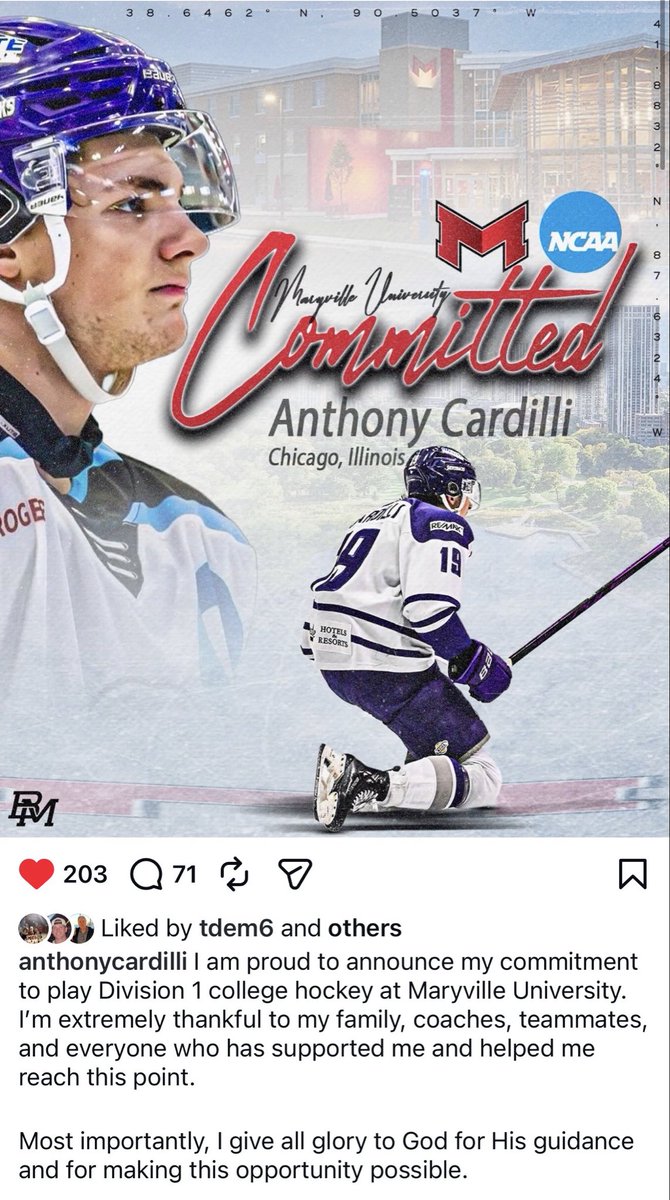 mikecardilli's tweet photo. Extremely proud of the hard work, determination and resilience Anthony has shown the past few years to earn this. To be a part of the foundation of building something special down in STL is an incredible opportunity and truly a blessing for him and our family. https://t.co/a6NEWd9vM9