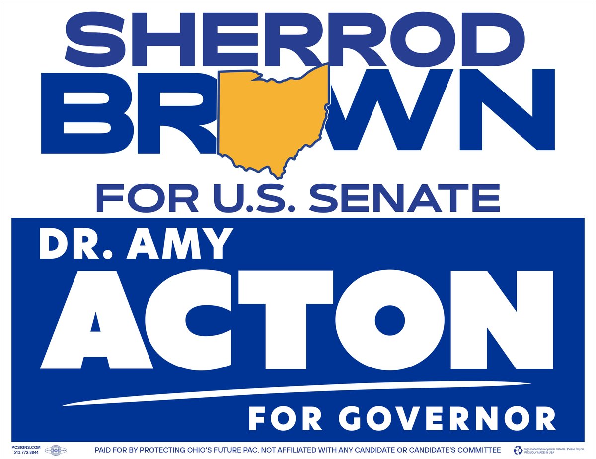 GeaugaDems's tweet image. New: Combination Sherrod Brown - Amy Acton Sign — in stock for $6.00. Great for collections, events, or campaign displays. Order now: wix.to/DfBVziF #PoliticalMerch #Collectible #GeaugaDems