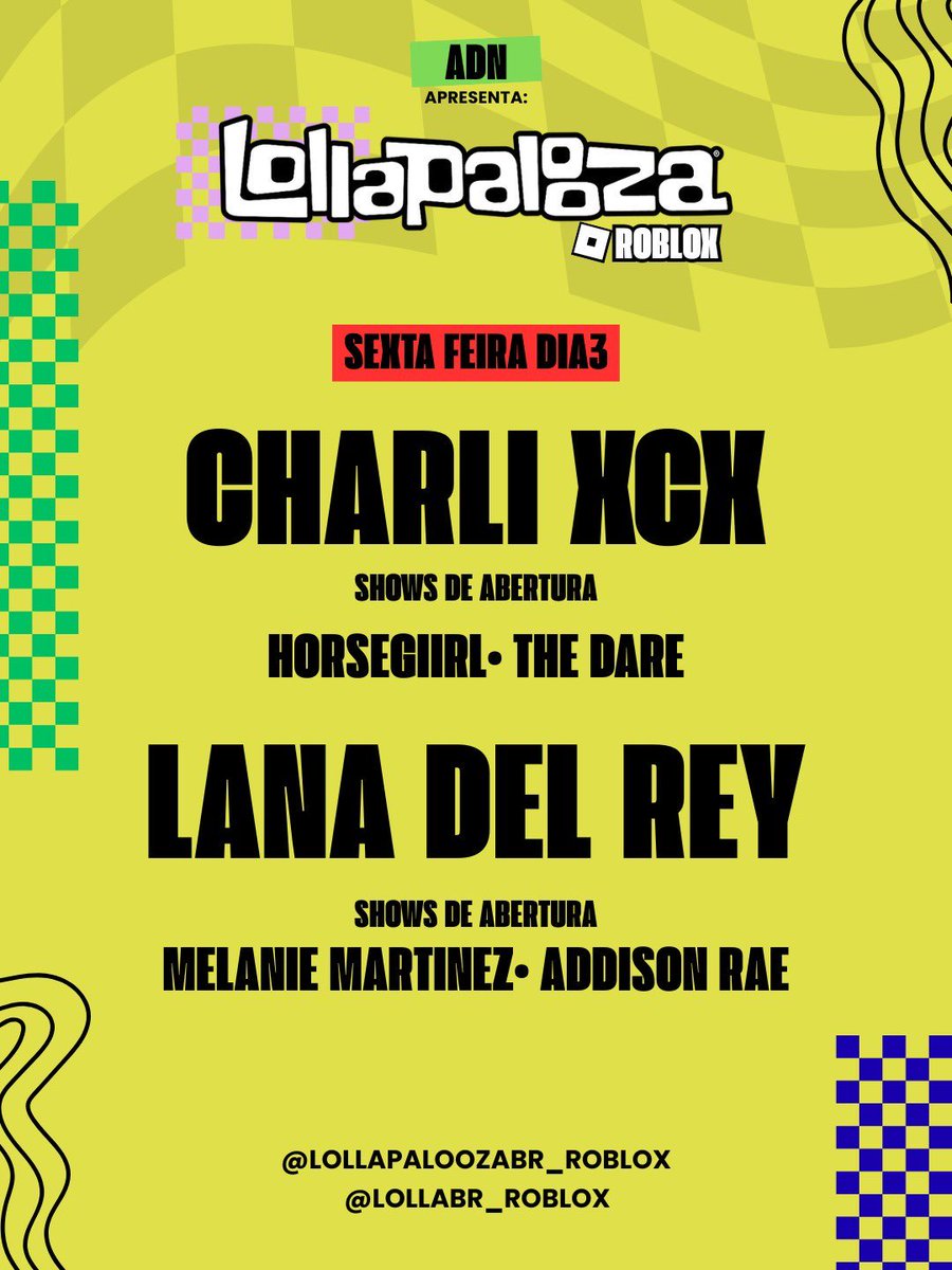 AddisonChart's tweet image. 🚨Addison Rae is confirmed to be performing for Lollapalooza Brazil on Roblox this Friday, April 3rd!