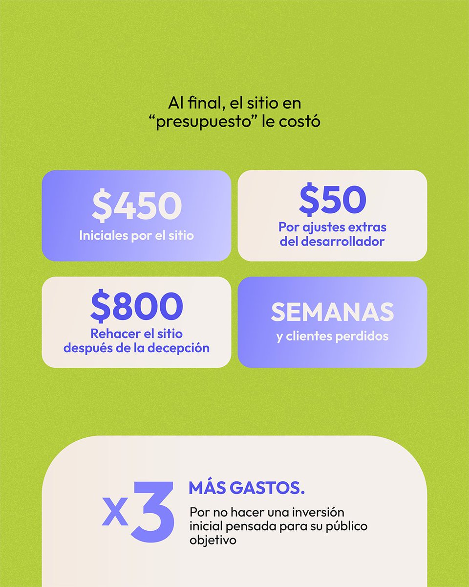 KlamaTech's tweet photo. Un sitio web MUY económico, puede salirte MUY costoso 😱
Muchos negocios buscan ahorrar en su web, pero terminan pagando el triple en errores, retrabajos y clientes potenciales perdidos. 

No pierdas tu inversión y escríbenos para crear un sitio estratégico desde el inicio.   🙌 https://t.co/s4KbPshkS2