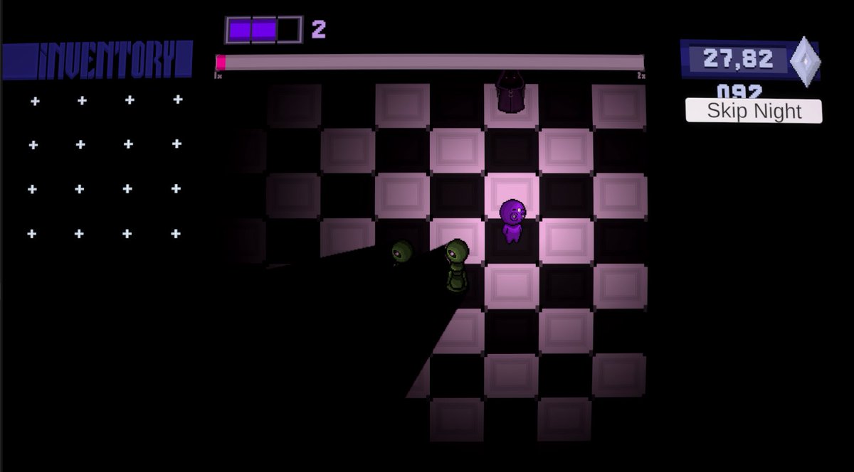 Purple_Dev_'s tweet photo. @Dadbod_Games The majority of my UI elements do not change between day and night. Only the inventory system changes, organizing the elements in our possession at the night. Nighttime serves as a transition between two rounds (like the short pause between rounds in Call of Duty zombies). 1/2 https://t.co/xN1wbxZEhy