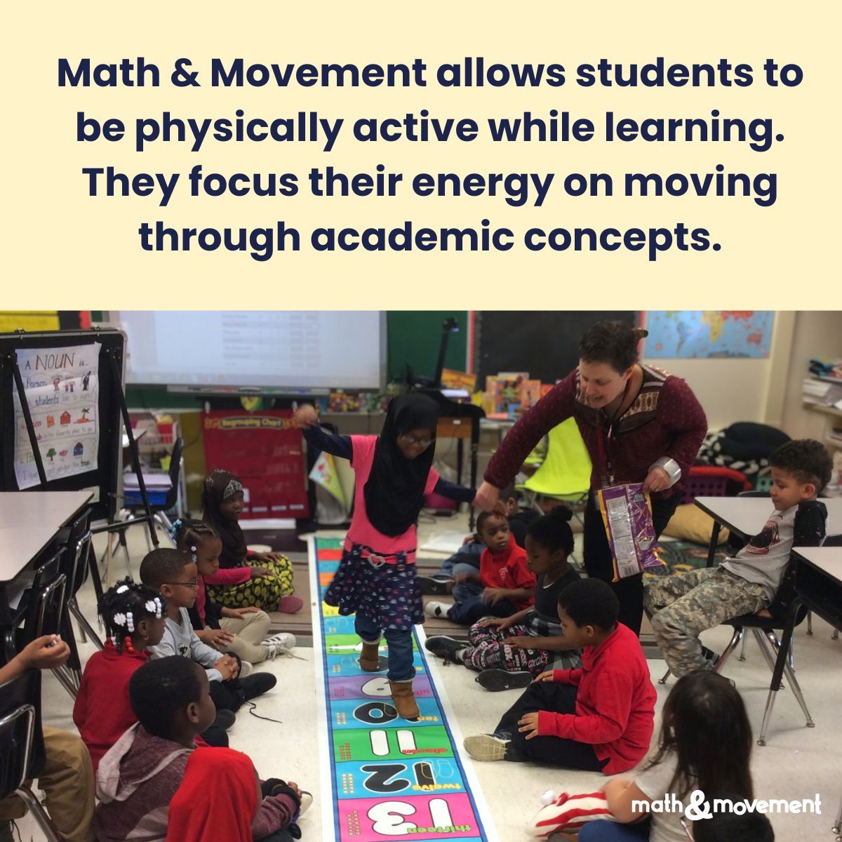 MathandMovement's tweet photo. A common misconception: Movement-based learning = Out-of-control class
Math & Movement allows students to move productively as they navigate lessons and solve problems! 💯 🏃♂️
#mathandmovement #movementbasedlearning #studentsuccess #activelearning #classroommanagement https://t.co/NQHfUVBgF7