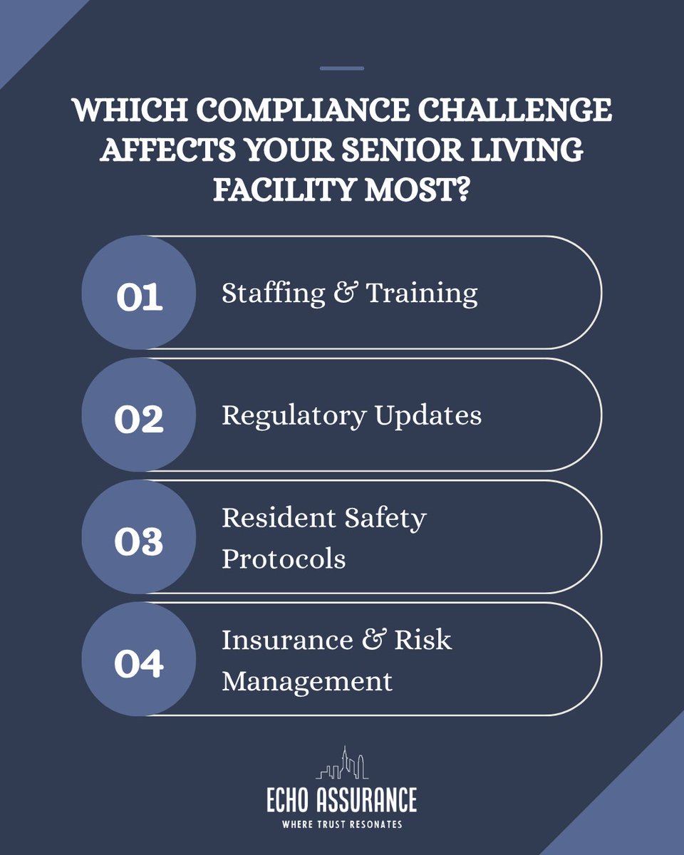 echoassurance's tweet image. 🚨 Senior Living Operators! 🚨

Which compliance challenge affects your facility most? 🏢💼

💬 Vote in our poll &amp;amp; schedule a FREE discovery call:
 api.aiforbusiness.com/widget/booking…

#SeniorLivingOperators #EchoAssurance #RiskManagement #ComplianceChallenges #ResidentSafety