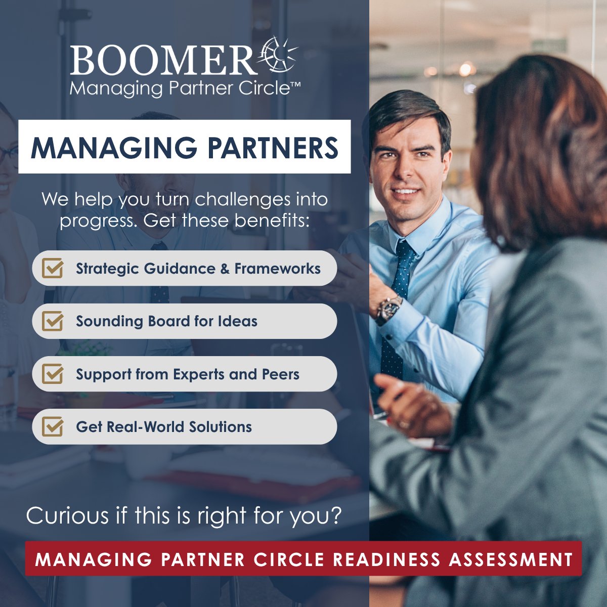 ThinkPlanGrow's tweet image. You’re committed to your firm’s future—now find the support to match. The Managing Partner Circle connects you to peers focused on sustainable success. 

Take the readiness assessment today ➡️ boomer.link/myn

#Leadership #AccountingFirms #StrategicGrowth #FirmLeader