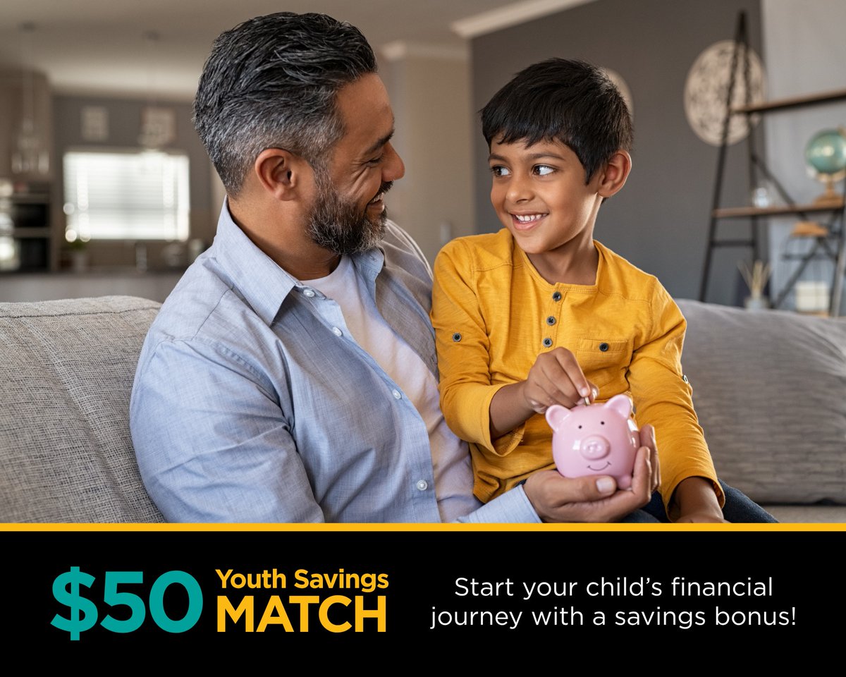 PurdueFed's tweet photo. Kickstart your child's financial future with a savings bonus From Purdue Federal! Open a Youth Savings Account and we’ll match your child’s first deposit up to $50! 

To learn more, visit 👉 https://t.co/8zqm6PXcW5 https://t.co/xsDZBpAIz5