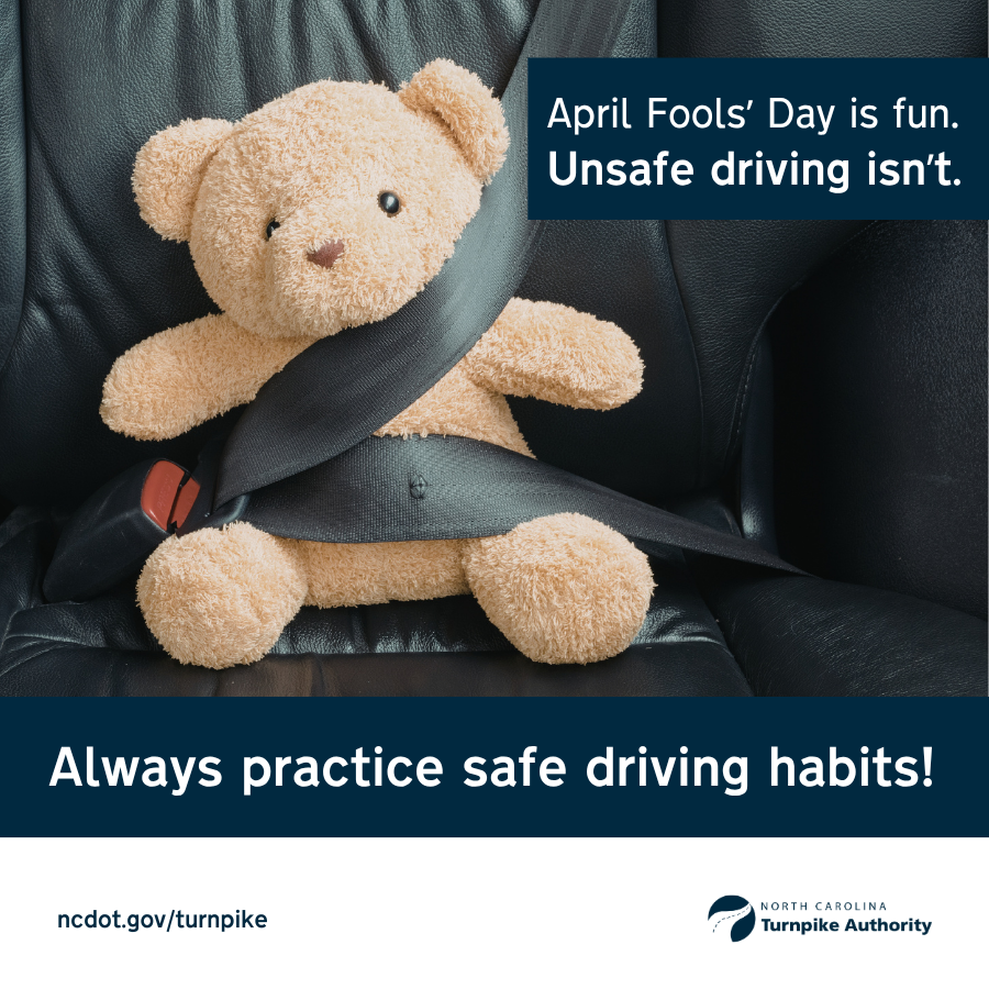 NCTurnpike's tweet image. April Fools' Day is fun. Unsafe driving isn't. 🚫🚗

📣 Buckle up, slow down &amp;amp; always practice safe driving habits!

#AprilFoolsDay #RoadSafety #DriveSmart #NCDrivers