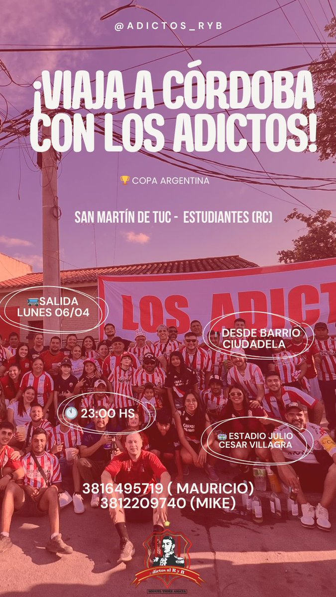 Maurigimenez89's tweet photo. Viaja con los adictos por copa argentina
Consultas a los numeritos en pantalla 
Descuento para socios al día 
No te quedes afuera🇦🇹 https://t.co/4zs21OaUdu