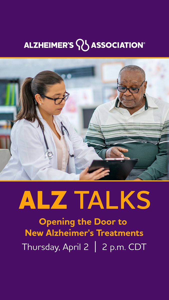 AlzGA's tweet photo. New treatments for Alzheimer’s disease are emerging. 📝 Join us on Apr. 2 at 3pm ET for a free webinar to learn more about accurate diagnosis, treatment options and next steps to discuss with your health care team. Register: https://t.co/67MnjotoIJ. https://t.co/UiYjiBz1Ts