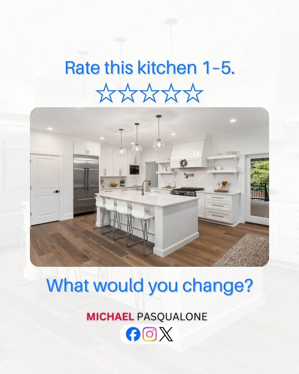 premiumlahomes's tweet image. Rate this kitchen 1 to 5 stars and tell us what you would change! ⭐ Clean, bright, and modern but we want to hear YOUR take. Drop your rating and thoughts in the comments below! 🏡👇

#RateThisKitchen #HomeDesign #KitchenGoals #MichaelPasqualone #RealEstate