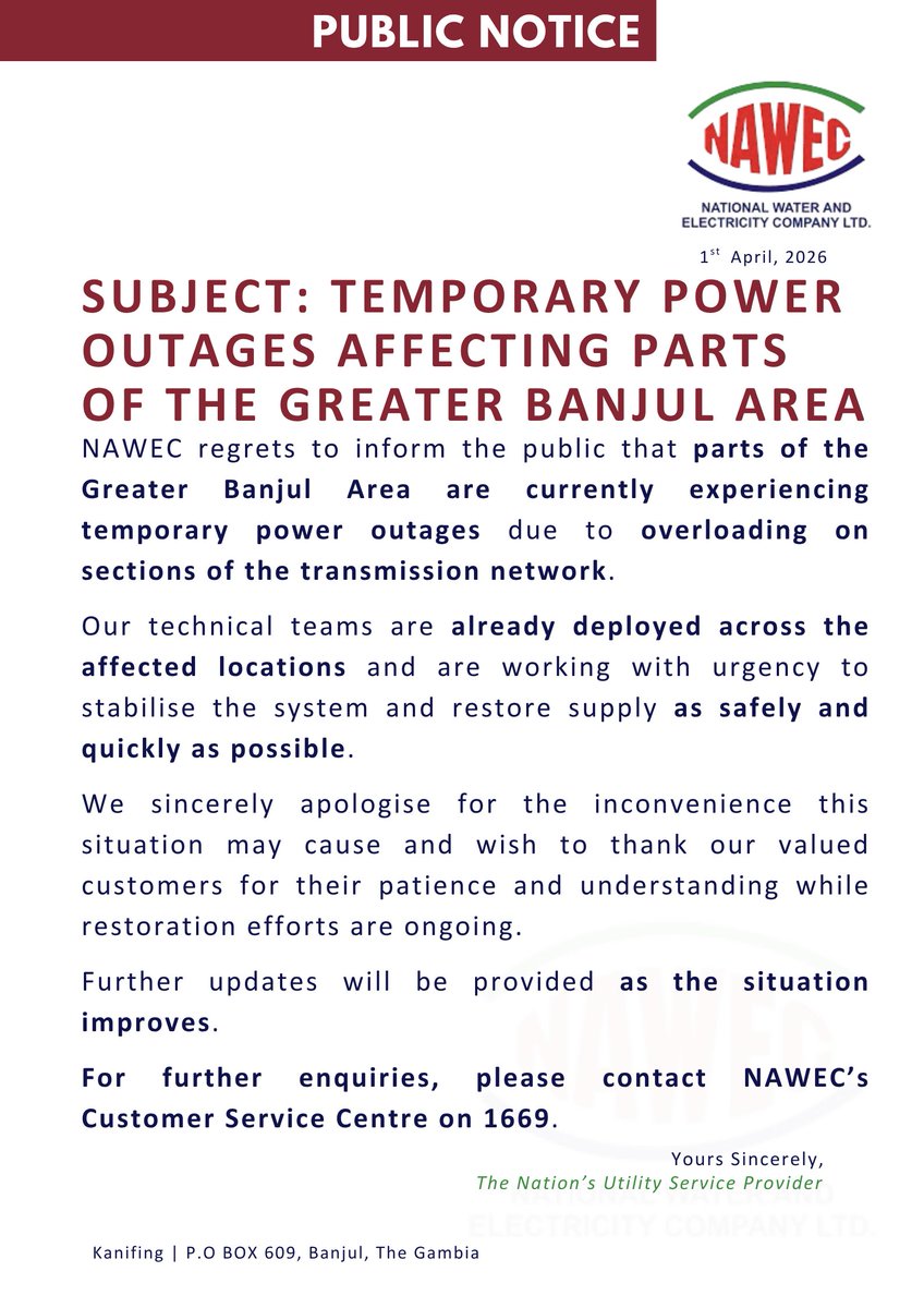 National Water and Electricity Company Limited tweet media