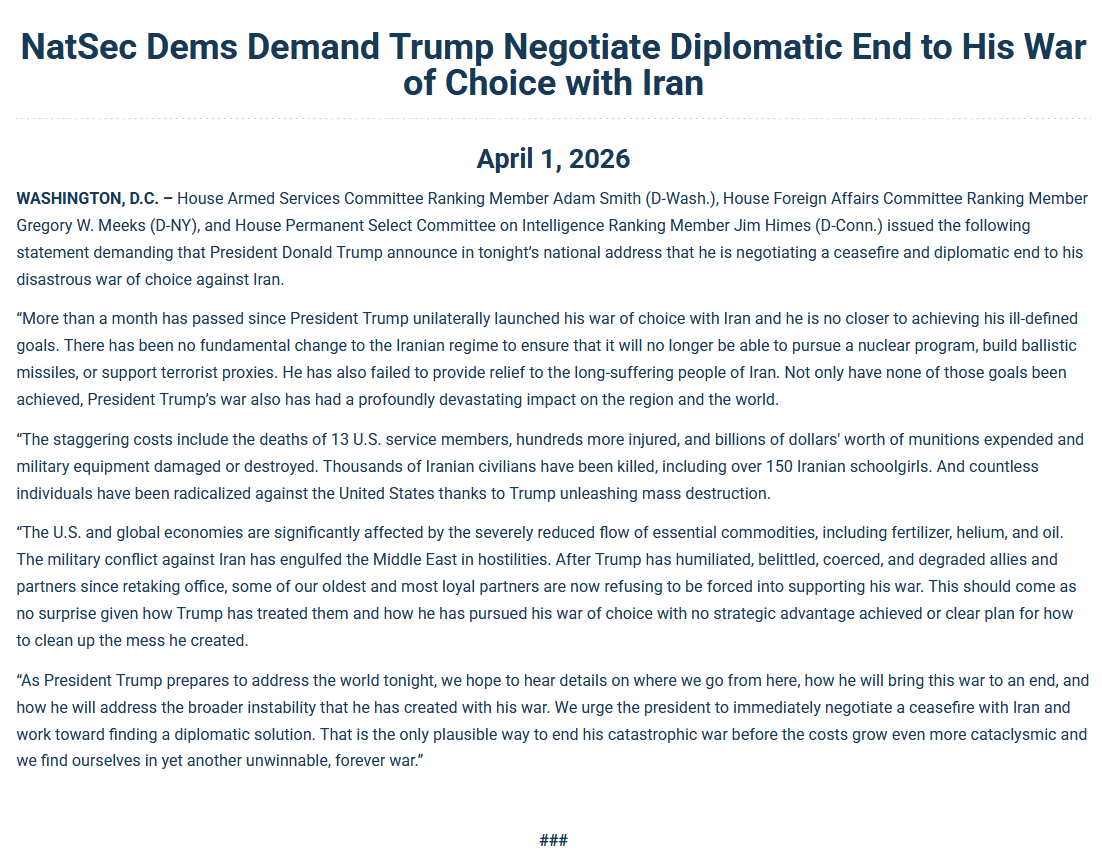 House Armed Services Democrats tweet media