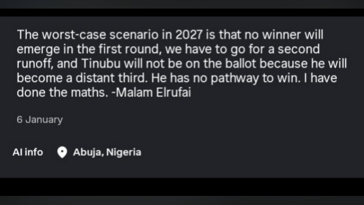 In politics, the math often tells a different story than the headlines. A bold prediction from El-Rufai on the shifting tides of 2027...
Let's watch