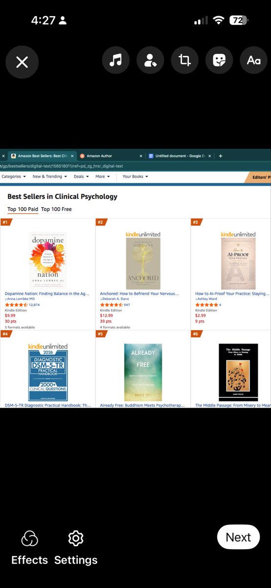 One of those moments that made me pause today…

Currently sitting at #3 in Clinical Psychology—
just ahead of the DSM.

As a clinician, that’s a little surreal to see.

Grateful for everyone who’s been part of this 🤍