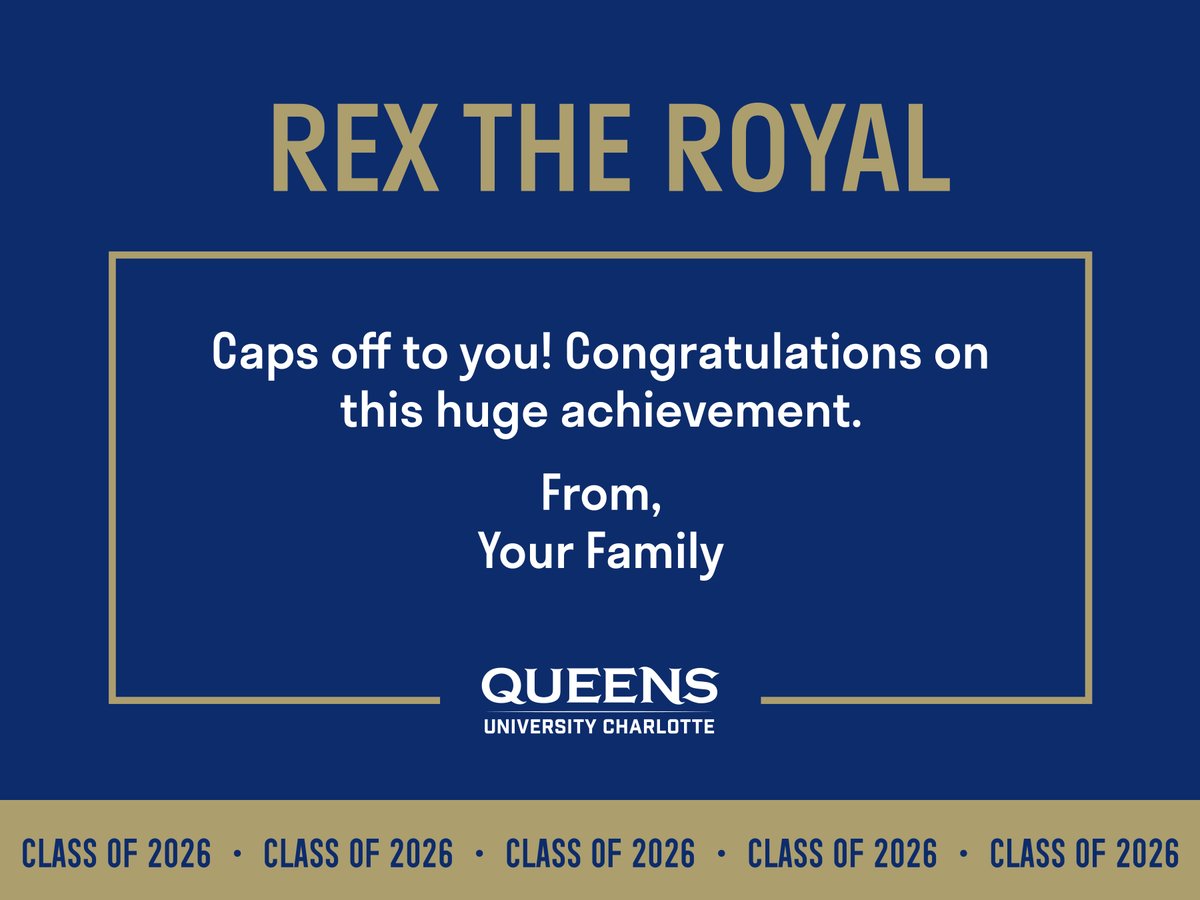 QueensUniv's tweet photo. Commencement is almost here! 🎓 This year, personalized Class of 2026 yard signs are available for order to be displayed along the procession route.

Quantities are limited, so order one for a graduate you know by Monday, April 6  ➡️ https://t.co/vVhifsgKx1 https://t.co/dprmydysJx