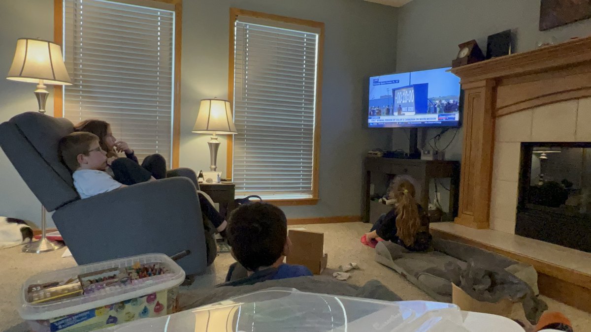 JaclynMarie83's tweet photo. Pretty amazing to witness history in action from our living room in Iowa! Artemis II, go for launch - here’s to a smooth flight and safe return. 🧑🏻‍🚀🚀😎🌕  @NASA @NASAArtemis https://t.co/8T92NZk4AJ