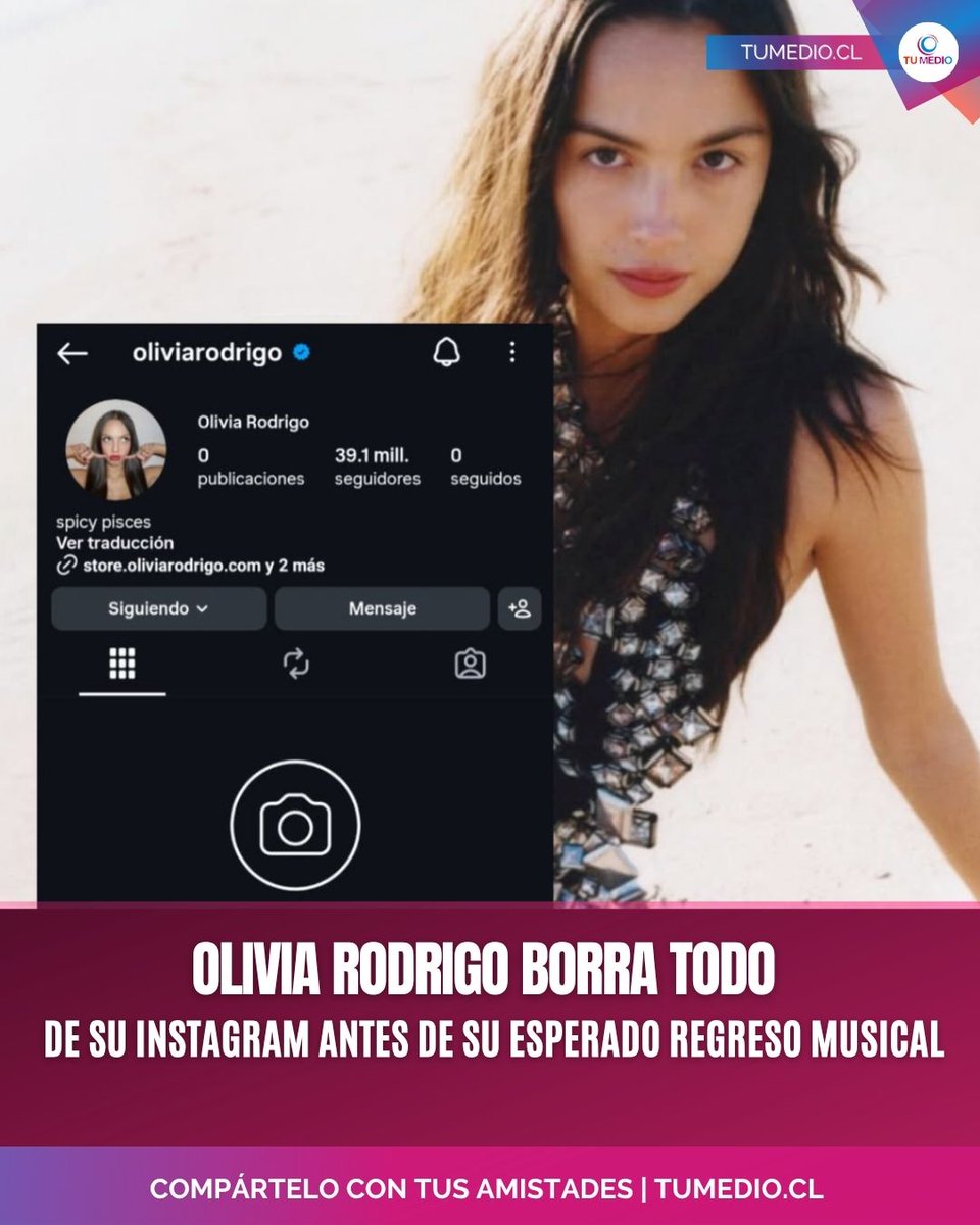 TuMedio's tweet image. 🚨📸 Olivia Rodrigo borra todas sus publicaciones en Instagram 😱💥 

¿Se viene nuevo álbum o single? Las fans están al borde de la emoción 👀🎶 #OliviaRodrigo #NewMusic #Comeback