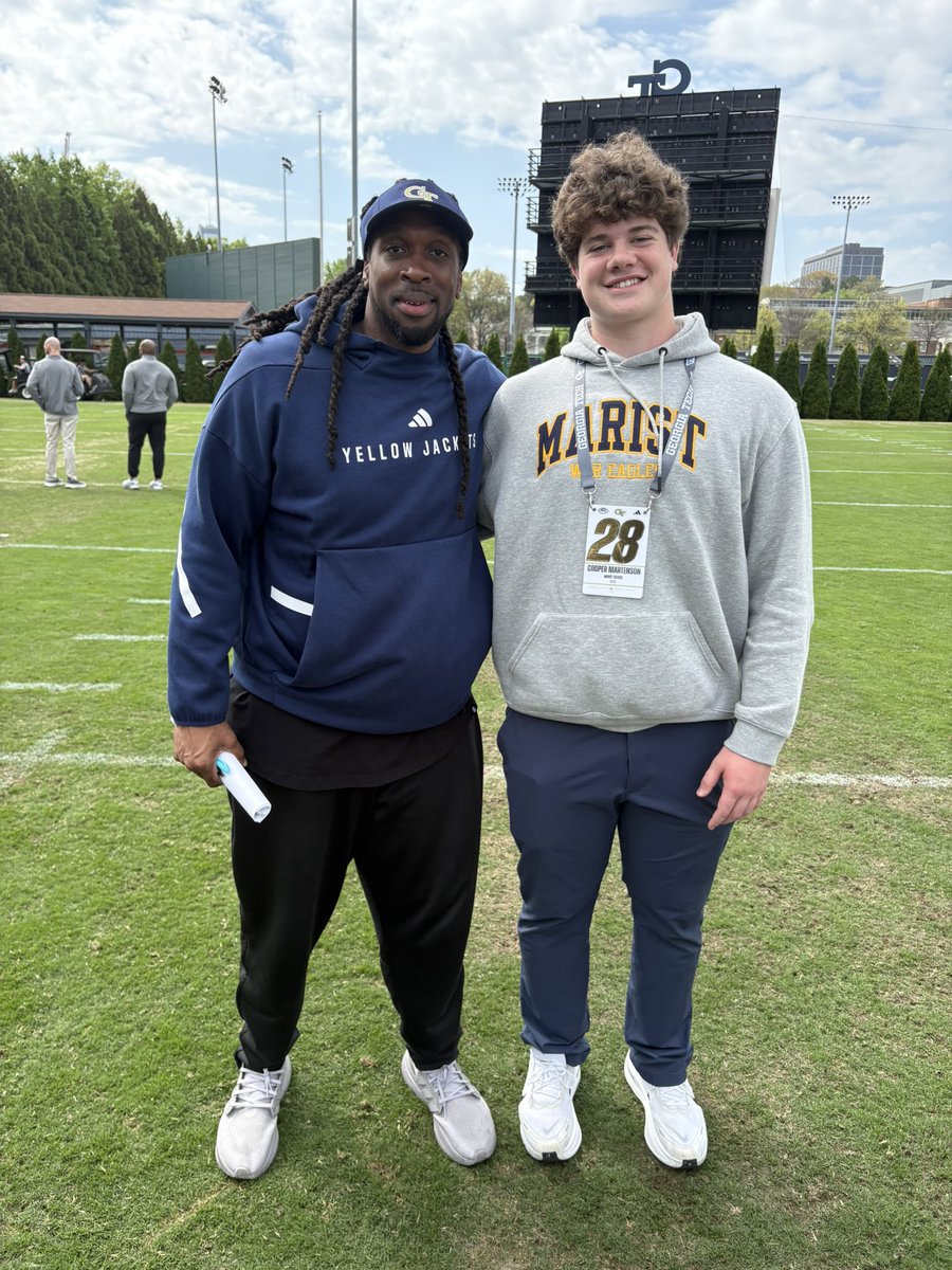 CooperMartenson's tweet photo. Had a great time on the Flats at @GeorgiaTechFB. Loved the atmosphere and intensity @coachmogridge brings. Go Jackets! 

@RecruitGeorgia @BigBoardSports @MaristRecruits @GaTechFballnews 
@GTFootball https://t.co/NSpmHaJOVi