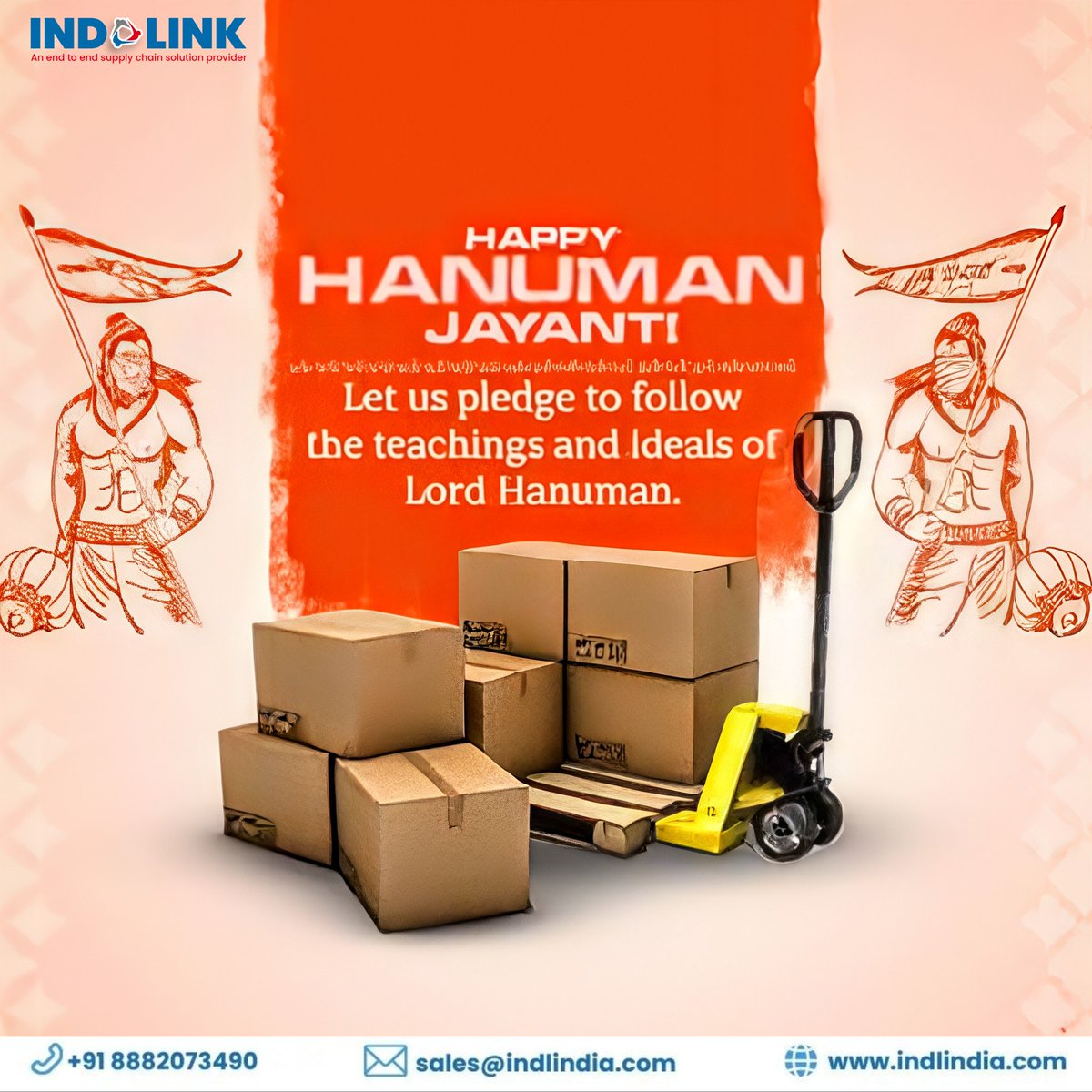 indolink_'s tweet photo. On this auspicious occasion of , may strength, dedication, and unwavering commitment guide us in everything we do. At Indolink, we pledge to deliver with devotion and reliability every day. 🚩 #HanumanJayanti #JaiHanuman #Indolink #Logistics #SupplyChain https://t.co/fHbodDc1oN