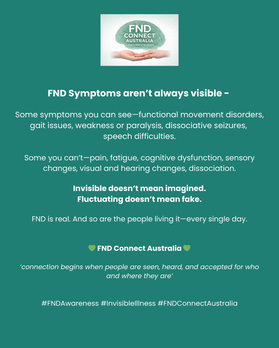 FndConnectAU's tweet image. ‘We believe connection begins when people are seen, heard, and accepted for who and where they are’ 
#seenheardaccepted #functionalneurologicaldisorder #fndawarenessmonth #fndaware