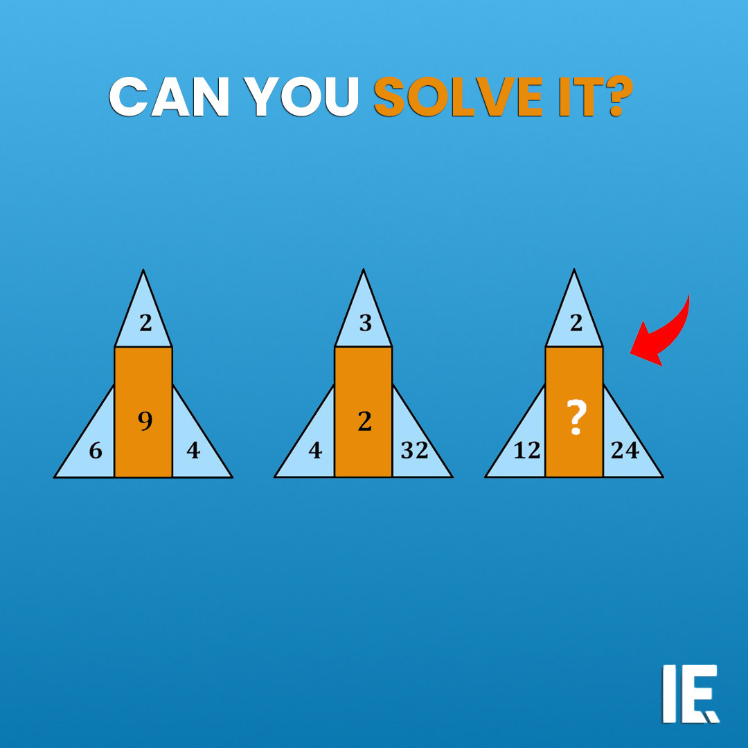 IntEngineering's tweet image. A clever pattern connects these triangles. What number completes the third one?

#iequiz #logicchallenge #brainteaser #engineering