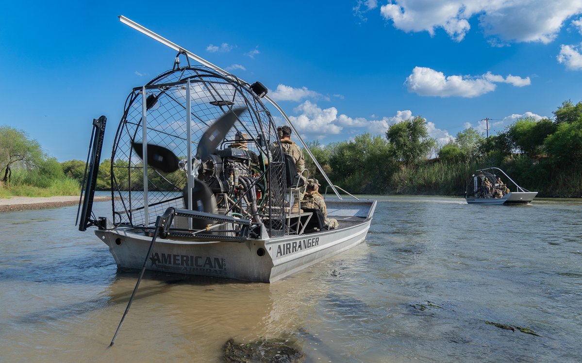 TXMilitary's tweet image. Texas National Guardsmen patrol the Rio Grande River in support of Operation Lone Star in Roma, Texas. Boat operations deter transnational crime and stop illegal immigration into Texas from Mexico.

#AlwaysReadyAlwaysThere #TexasStrong
